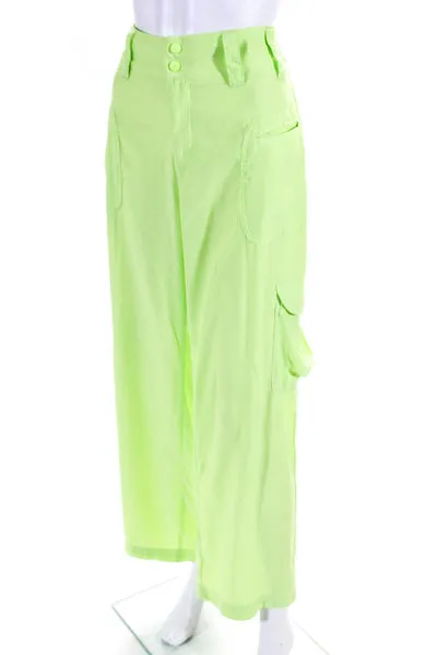 Frankies Womens High Waist Wide Leg Cargo Pants Green Size Large