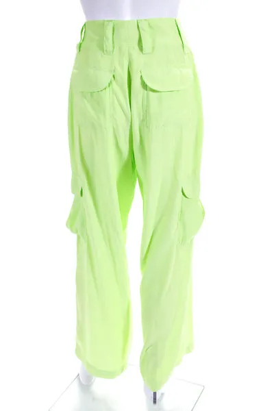 Frankies Womens High Waist Wide Leg Cargo Pants Green Size Large