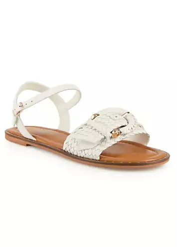 Freemans Leather Weave Buckle Flat Sandals | Grattan