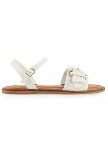 Freemans Leather Weave Buckle Flat Sandals | Grattan