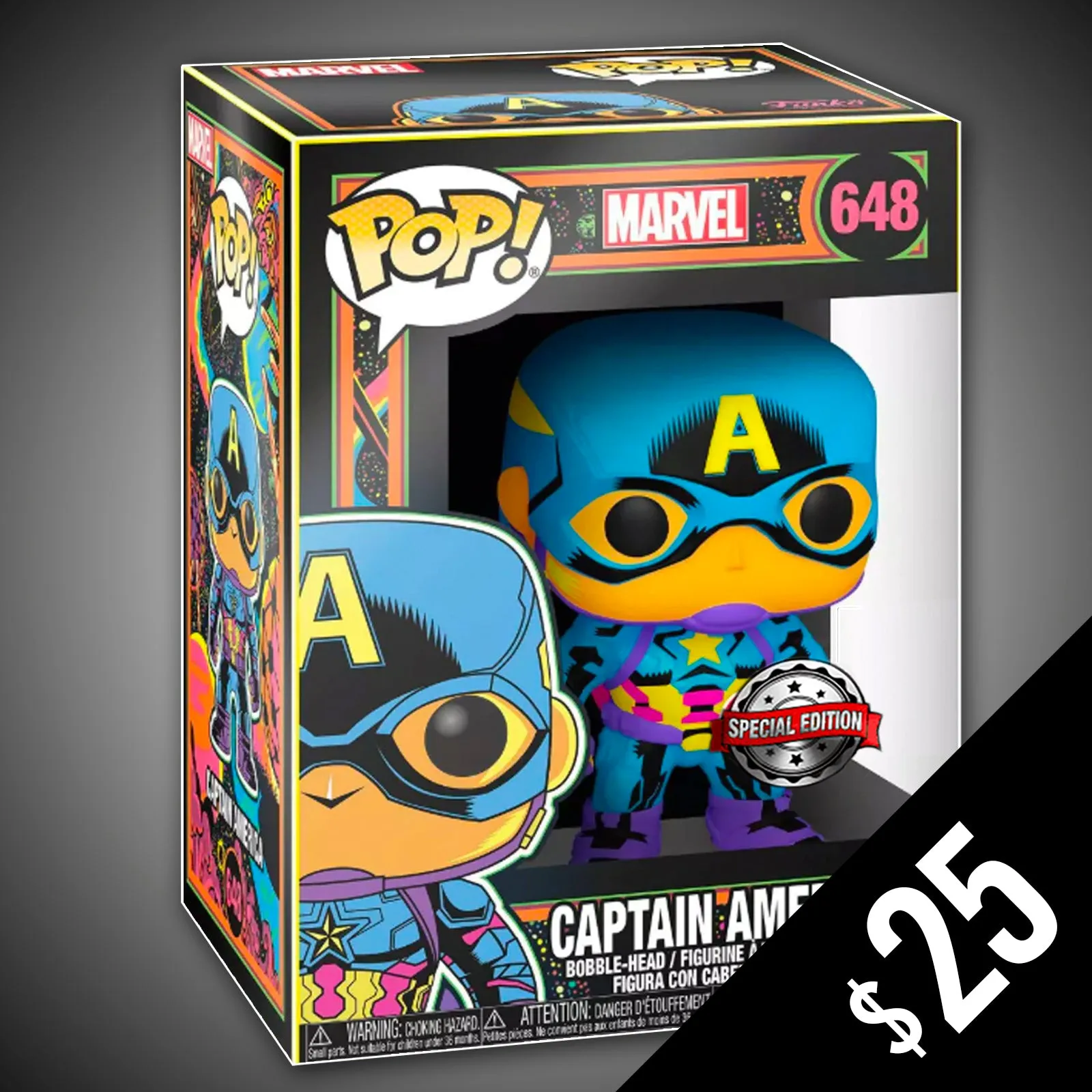 Funko Pop! Marvel: Captain America (Black Light) #648