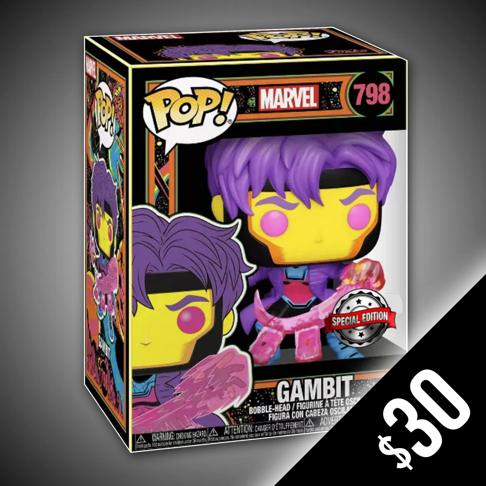 Funko Pop! Marvel: Gambit (Black Light) #798