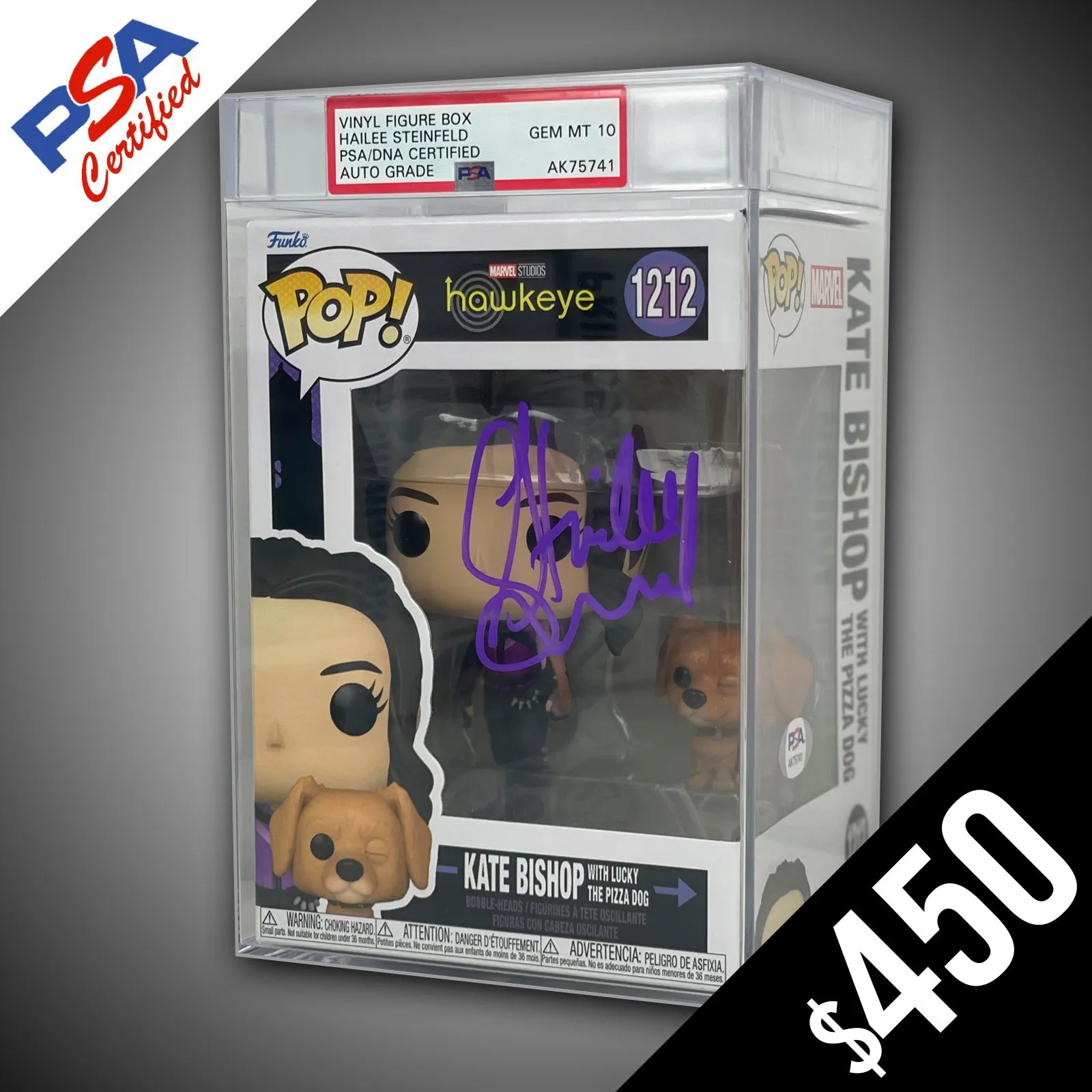 Funko Pop! Marvel: Kate Bishop #1212- SIGNED by Hailee Steinfeld (PSA Certified - Gem Mint 10 Auto)