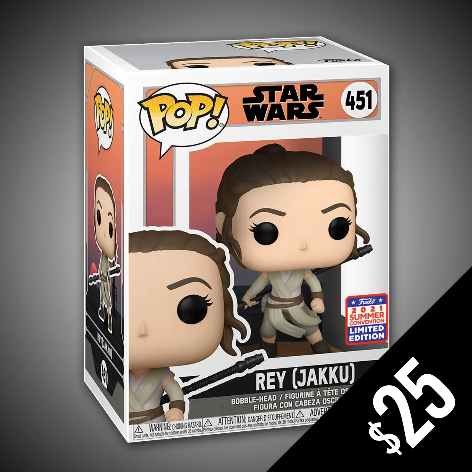 Funko Pop! Star Wars: Rey (Jakku) #451 (2021 Summer Convention Shared Sticker)