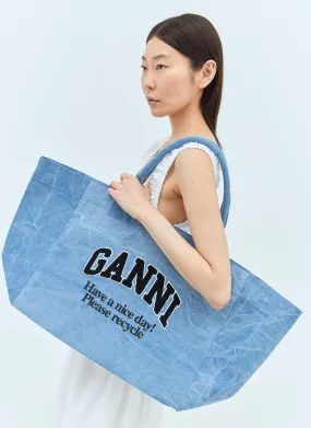 GANNI Logo Canvas Tote Bag