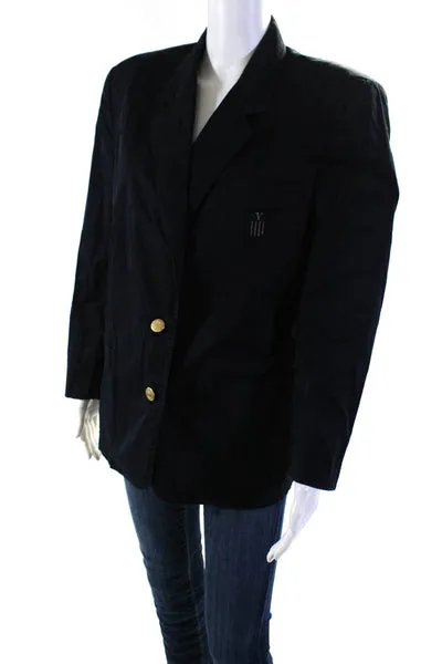 Gianni Valentino Sport Womens Button Down Light Jacket Navy Blue Size Medium