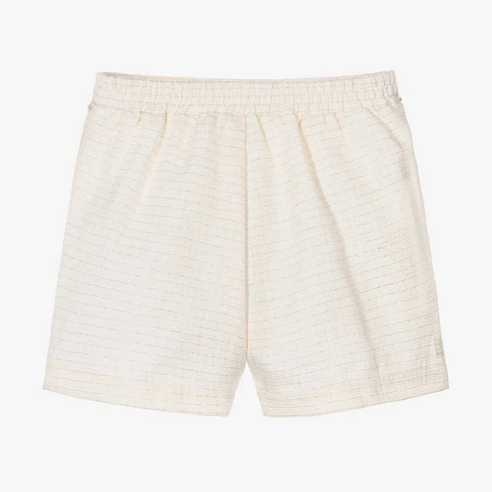 Girls Ivory Tweed Shorts