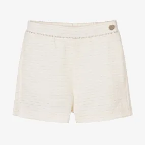 Girls Ivory Tweed Shorts