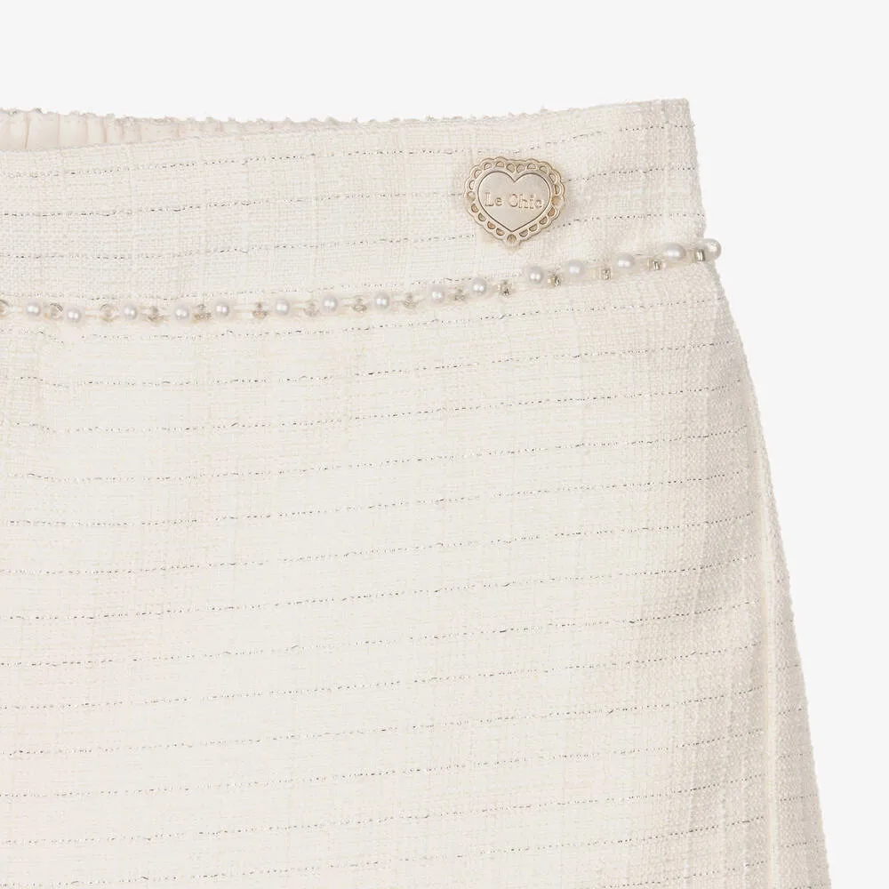 Girls Ivory Tweed Shorts