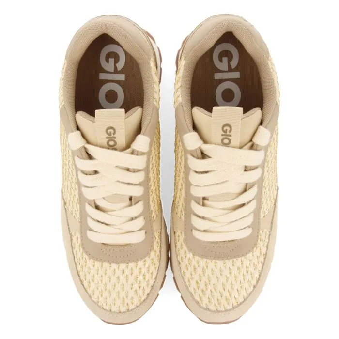 GOLDEN SNEAKERS WITH INTERNAL WEDGE AND BRAIDED DETAILS FOR WOMEN HEKAL