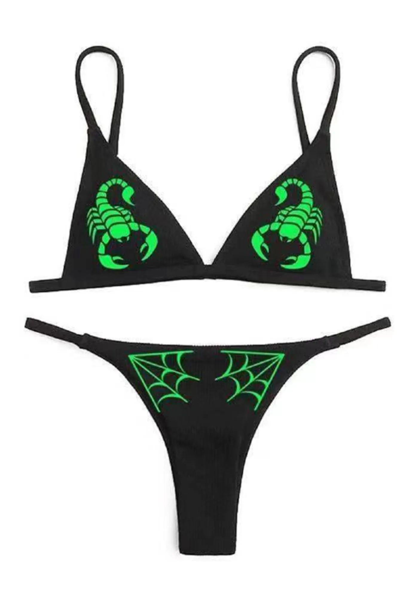 Green Lobster Triangle Bikini Set