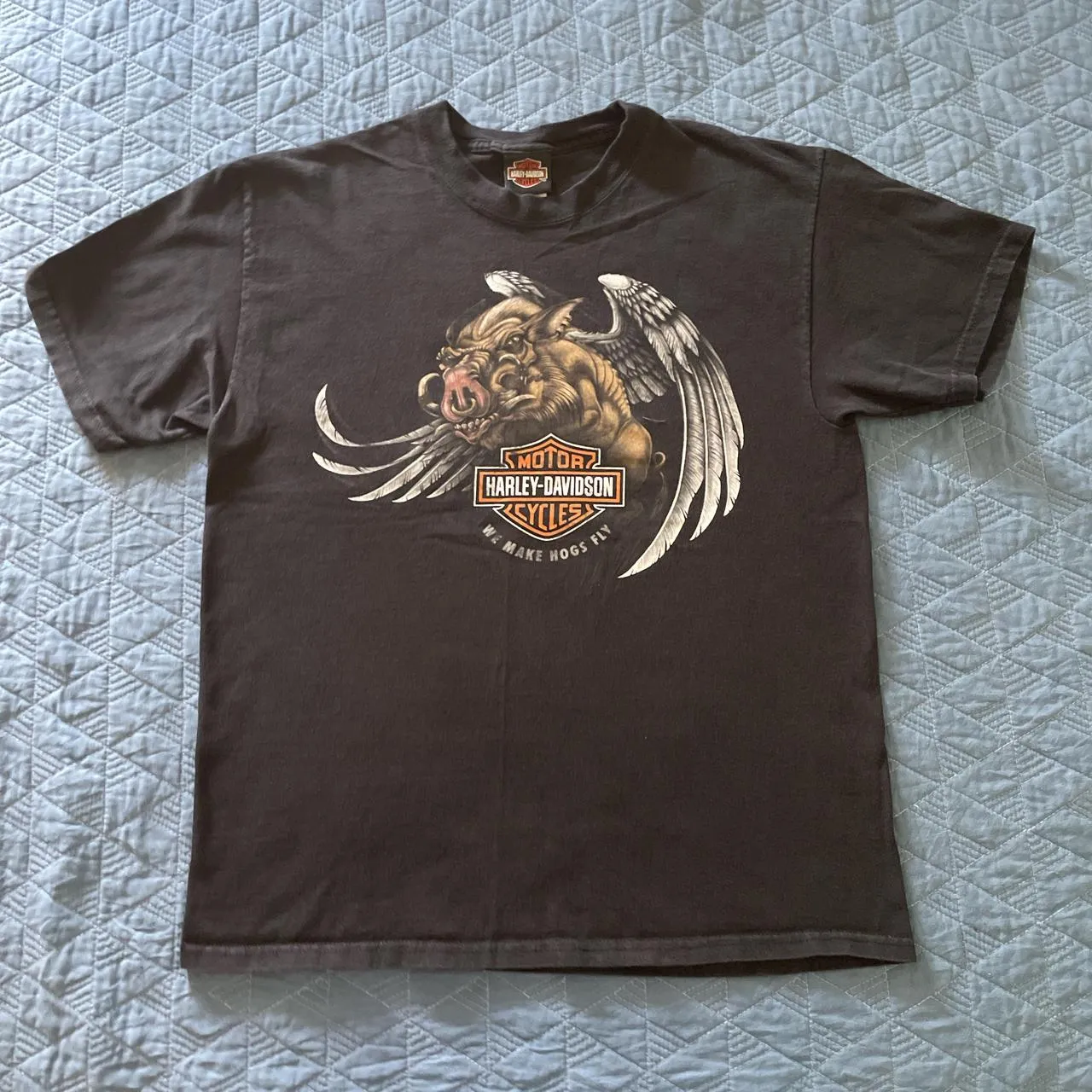 Harley Davidson Men's Orange and Black T-shirt