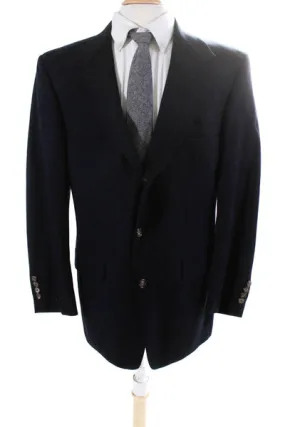 Harold Powell Men's Long Sleeves Line Button Up Jacket Navy Blue Size 42