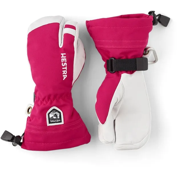 Hestra Army Leather Heli Ski 3-Finger-Gloves Fuchsia Kids