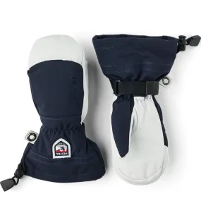 Hestra Army Leather Heli Ski Mittens Navy Kids