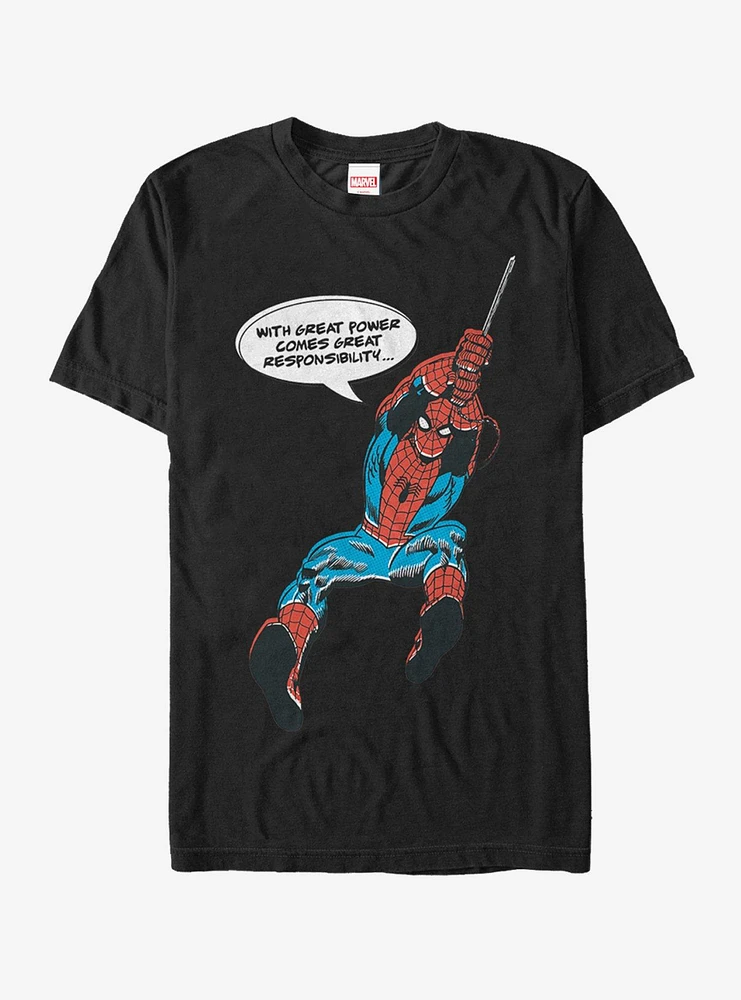 Hot Topic Marvel Spider-Man Great Power Quote T-Shirt