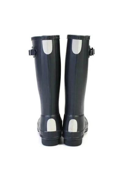 Hunter Kid's Round Toe Mid-Calf Rubber Rain Boot Navy Blue Size 1