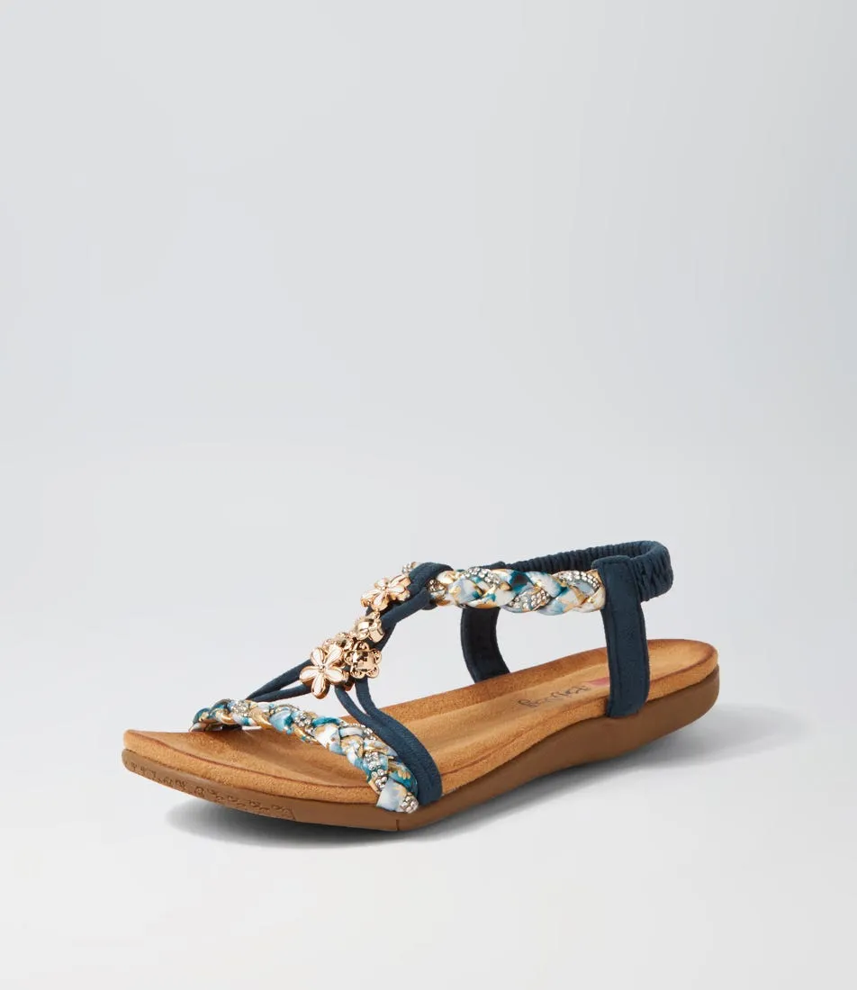 I LOVE BILLY Frose Navy Multi Sandals