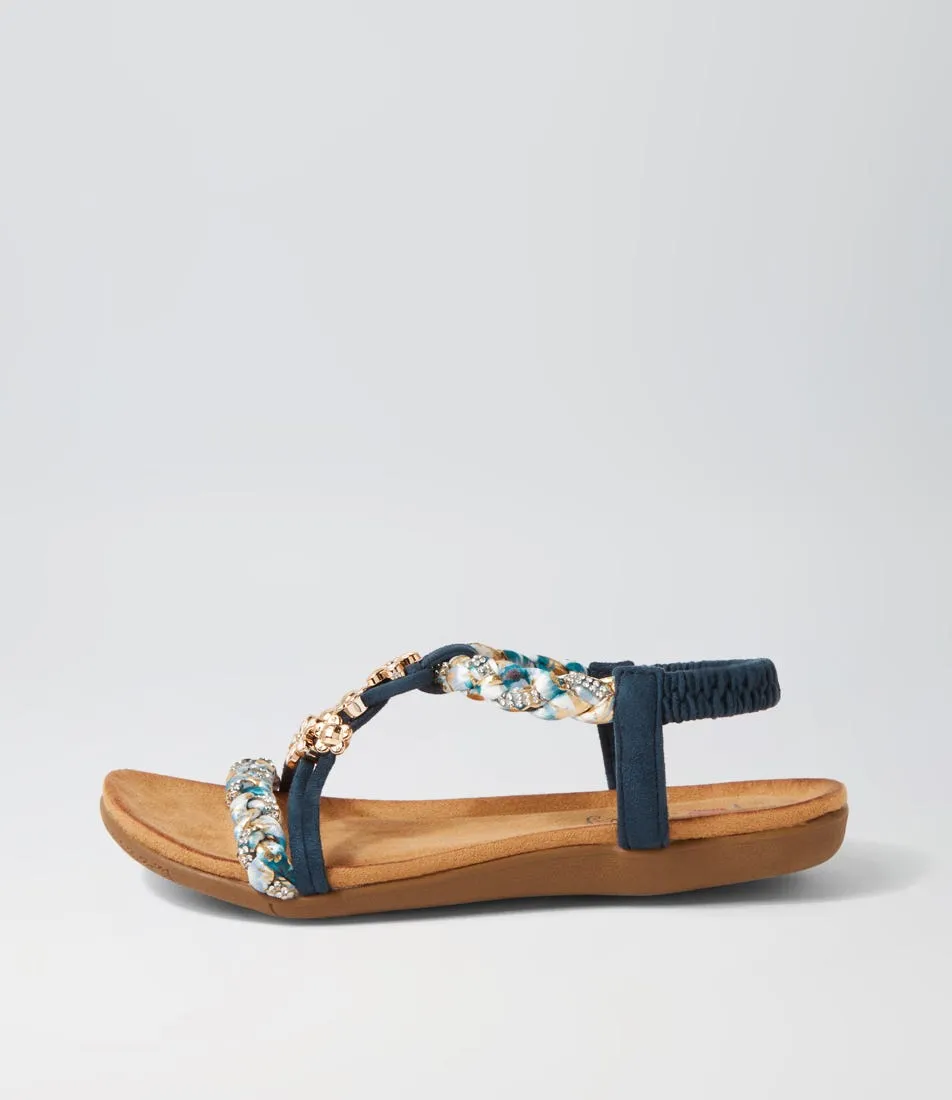 I LOVE BILLY Frose Navy Multi Sandals