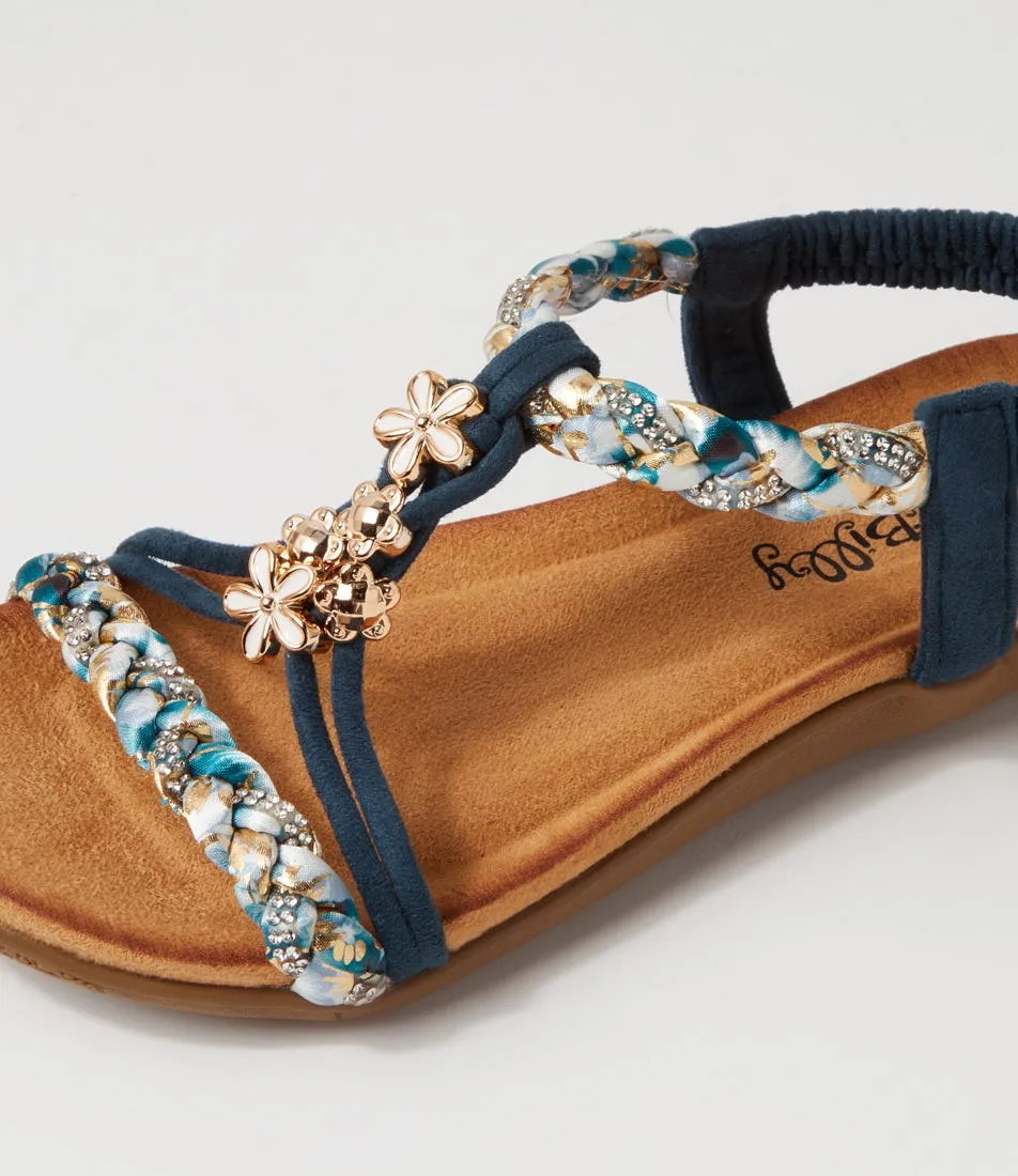 I LOVE BILLY Frose Navy Multi Sandals