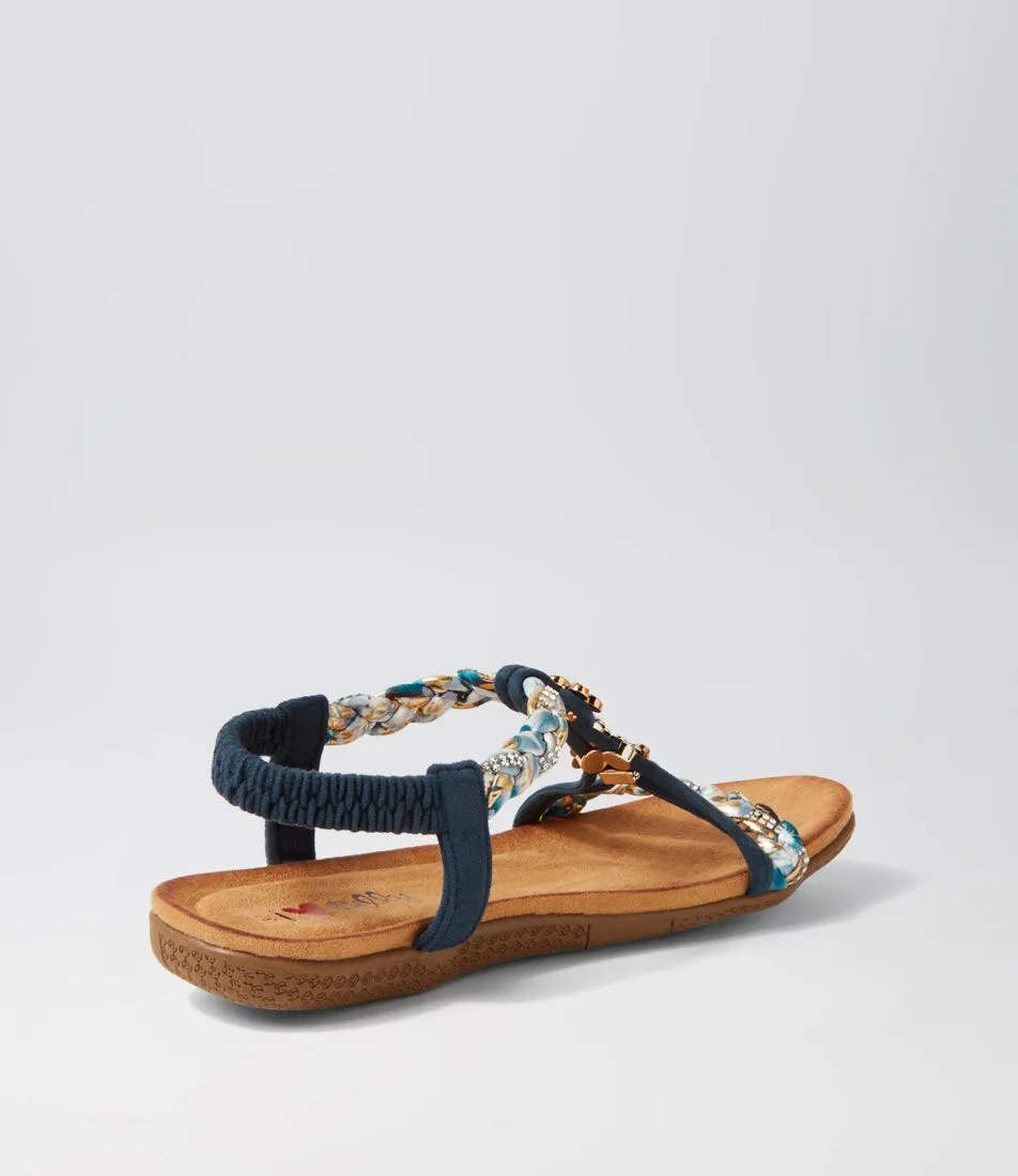 I LOVE BILLY Frose Navy Multi Sandals