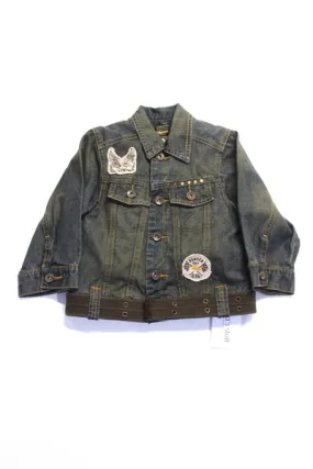 IKKS Childrens Boys Denim Button Down  Jacket Blue Cotton Size 3