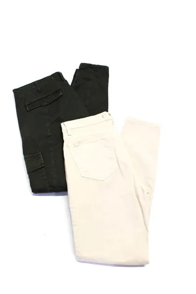 J Brand Womens Cotton Zipper Hem Low-Rise Skinny Cargo Pants Olive Size 29 Lot 2