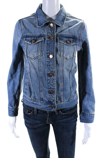 J Crew Womens Button Down Long Sleeve Denim Jacket Blue Size XS