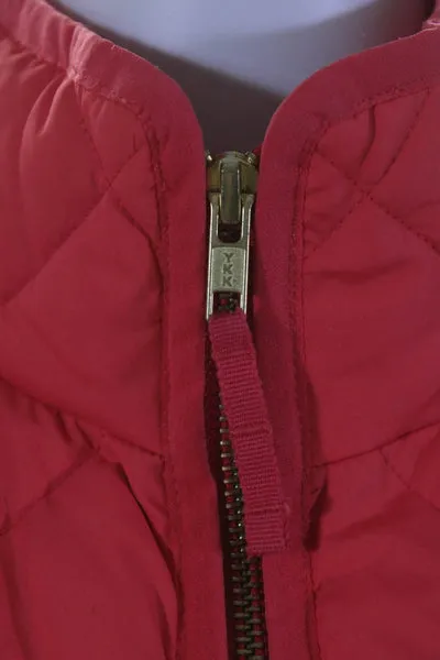 J Crew Womens Front Zip Mock Neck Down Quilted Vest Jacket Pink Size Small