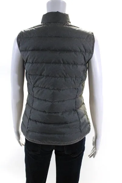 J. Mclaughlin Womens Front Zip Mock Neck Down Quilted Vest Jacket Gray Size XS