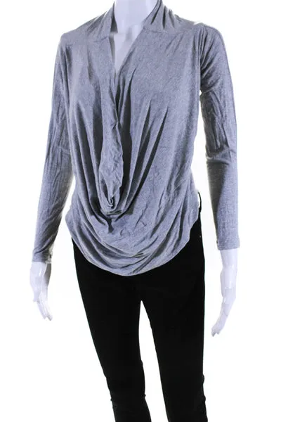 Jennifer Hope Womens Long Sleeves Pullover Turtleneck Blouse Gray Size Small