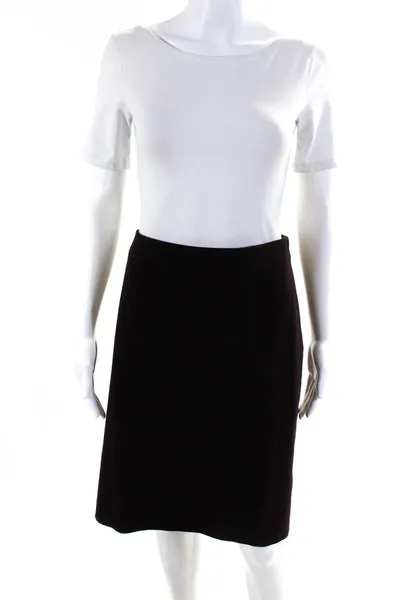 Jil Sander Women's Lined Wool Straight Pencil Skirt Purple Size 44