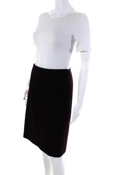 Jil Sander Women's Lined Wool Straight Pencil Skirt Purple Size 44