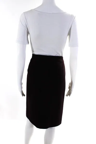 Jil Sander Women's Lined Wool Straight Pencil Skirt Purple Size 44