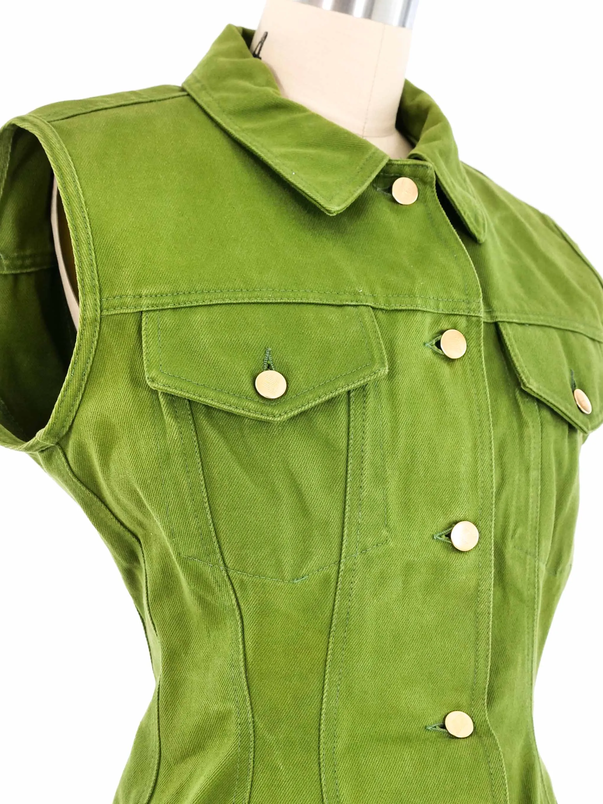 Junior Gaultier Olive Denim Vest