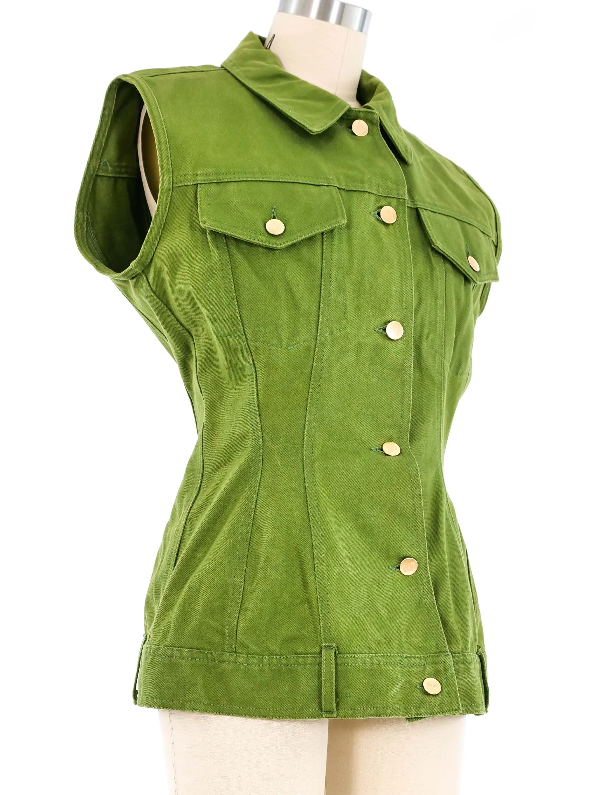 Junior Gaultier Olive Denim Vest
