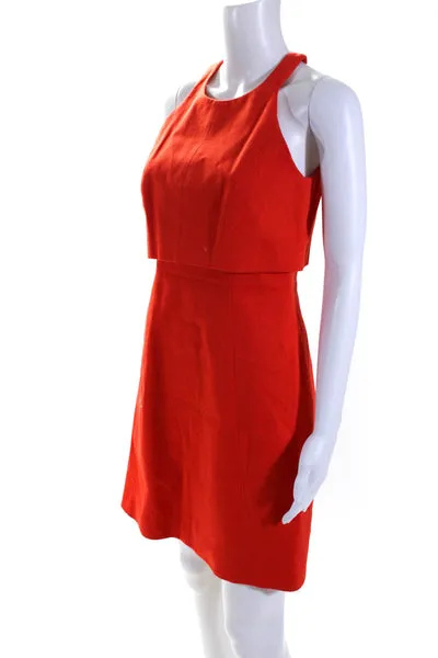 Karen Millen Womens Sleeveless Layered A Line Dress Orange Cotton Size 6