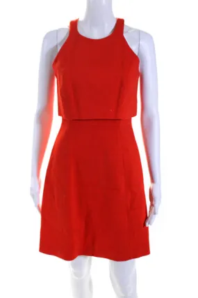 Karen Millen Womens Sleeveless Layered A Line Dress Orange Cotton Size 6