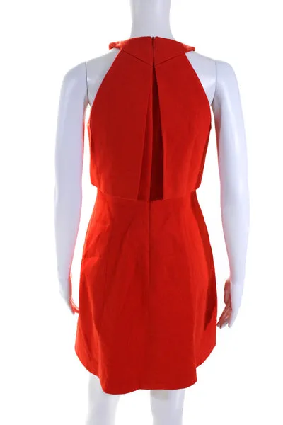 Karen Millen Womens Sleeveless Layered A Line Dress Orange Cotton Size 6