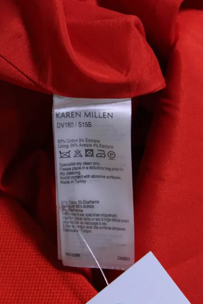 Karen Millen Womens Sleeveless Layered A Line Dress Orange Cotton Size 6