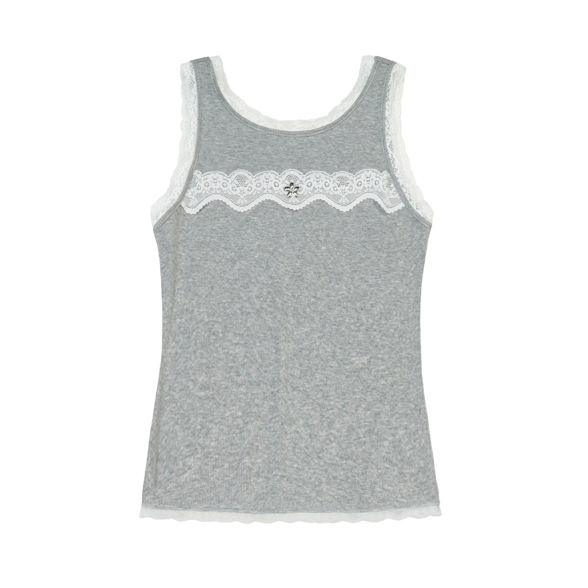 Knitted Patchwork Lace Tank Top-