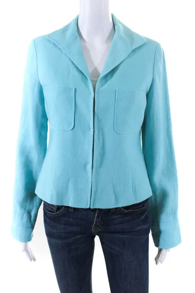 Lafayette 148 New York Women's Long Sleeves Hook Closure Jacket Blue Size 4