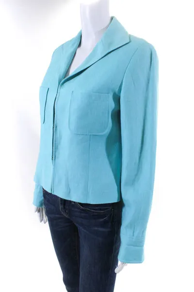 Lafayette 148 New York Women's Long Sleeves Hook Closure Jacket Blue Size 4