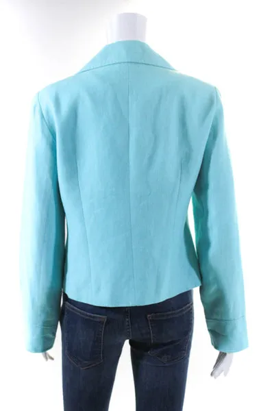 Lafayette 148 New York Women's Long Sleeves Hook Closure Jacket Blue Size 4