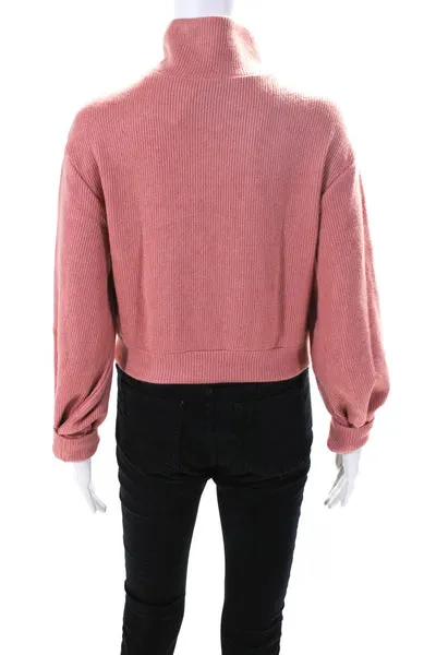 Line And Dot Womens Turtleneck Cropped Pullover Sweater Coral Pink Size Small