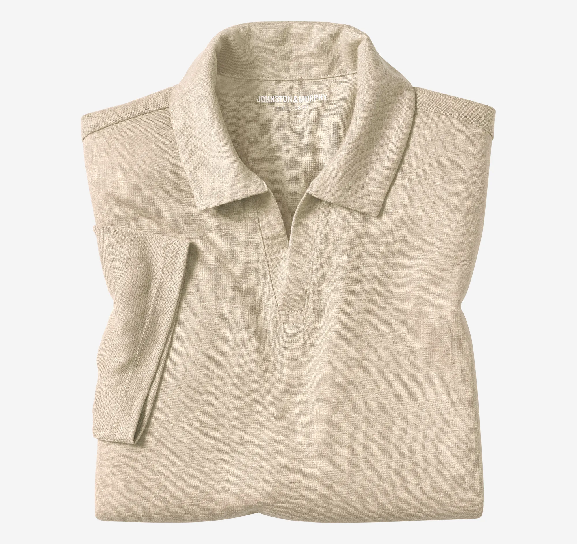 Linen-Blend V-Neck Polo