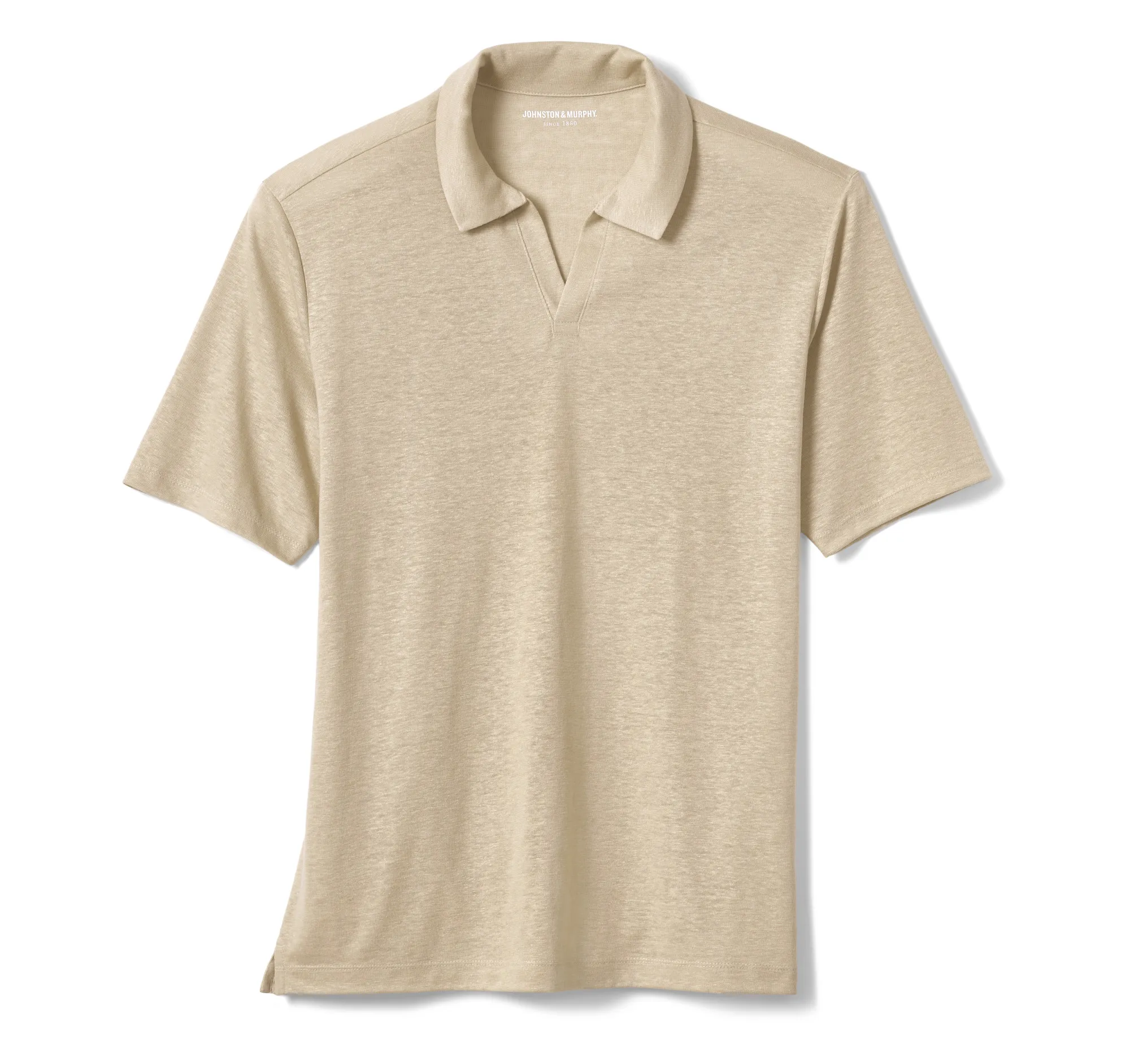 Linen-Blend V-Neck Polo