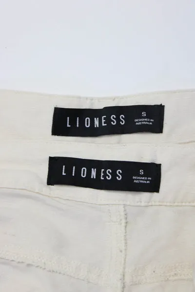 Lioness Womens Mid Rise Wide Leg Cargo Carpenter Pants Ivory Size Small Lot 2