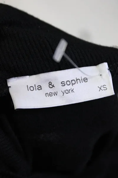 Lola And Sophie Womens Short Sleeves Turtleneck Sweater Black Size Extra Small