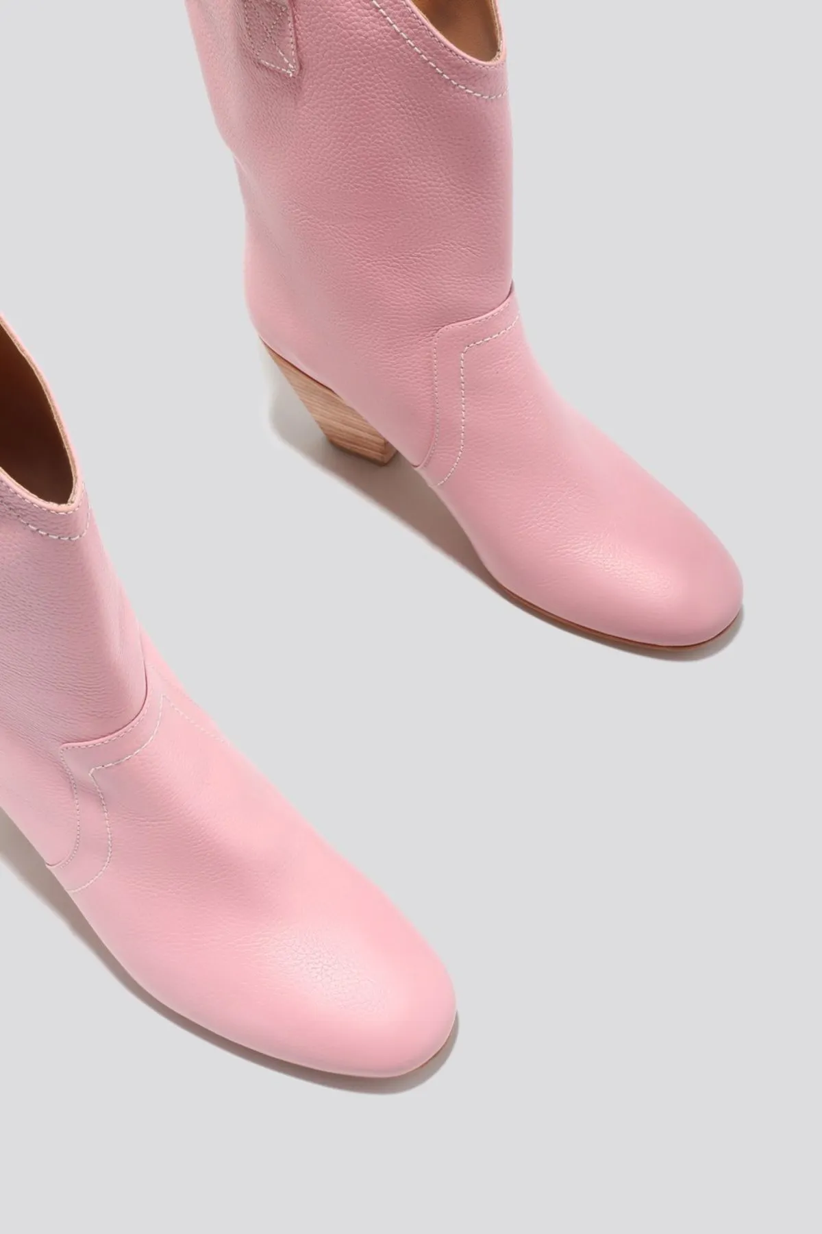 Lydia Pebbled Leather Boot - Pink